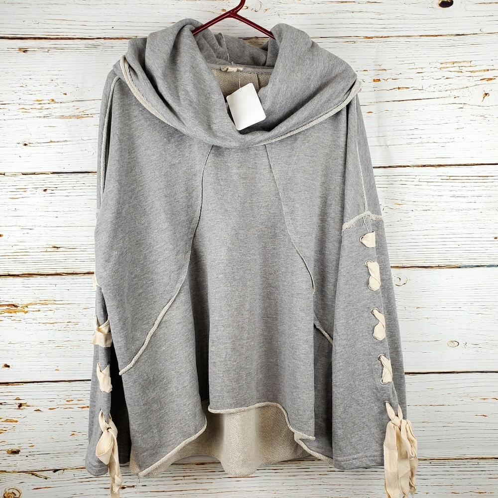 POL Hooded Sweatshirt with Lacing Detail